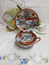 Load image into Gallery viewer, Antique Hand Painted Kutani Tea Cup and Saucer