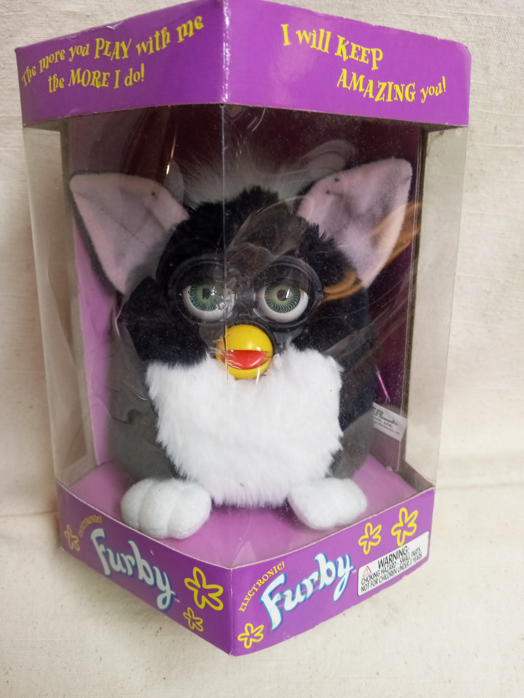 Vintage Model 70-800 Black and White Furby in the Box