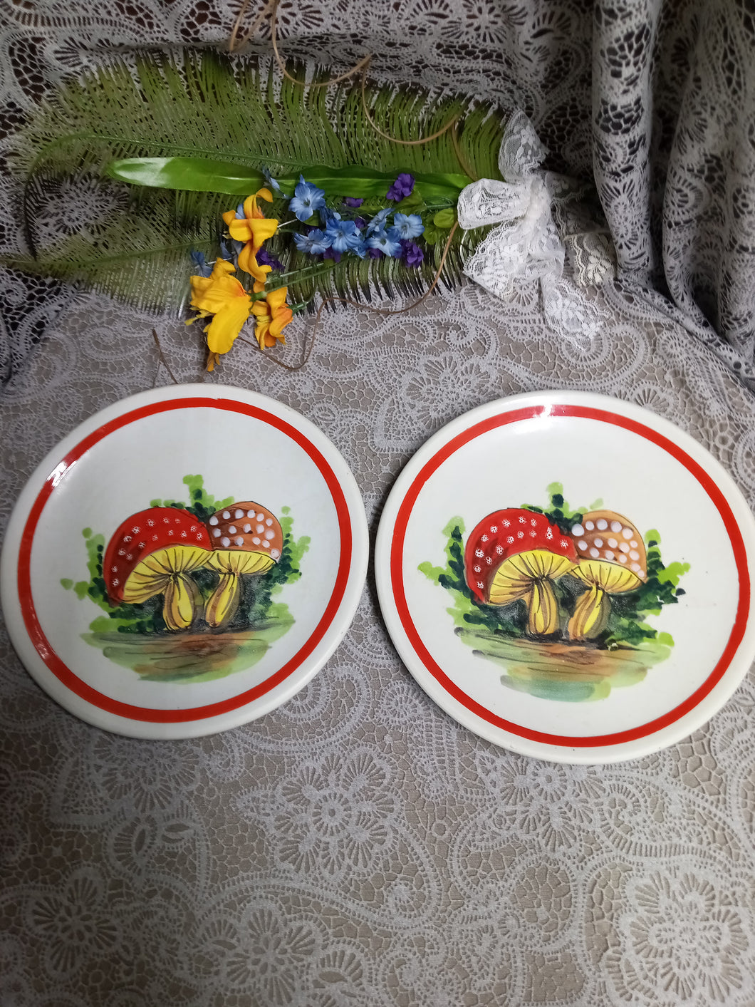Vintage Ceramic Mushroom Plate