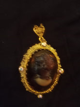 Load image into Gallery viewer, Vintage Oval Brown Glass Intaglio Cameo Pendant
