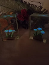 Load image into Gallery viewer, Glow in the Dark Polymer Clay Mushrooms Shelf Sitter
