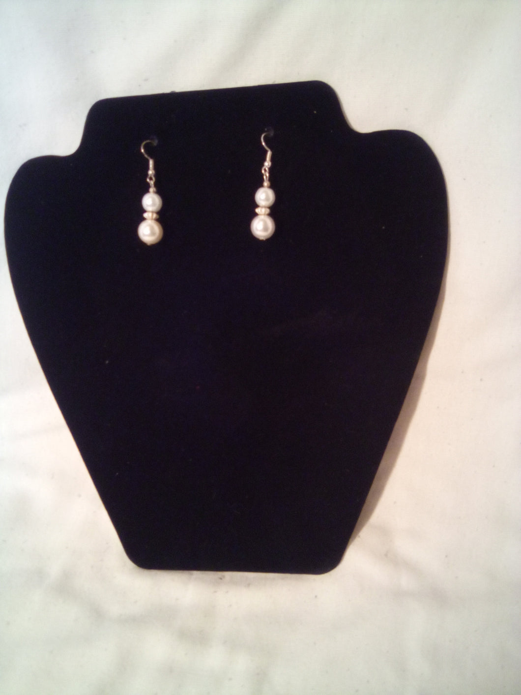 Glass pearls with silver bead accents earrings